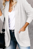 Casual Solid Patchwork Pocket V Neck Tops Sweater