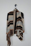 Striped Fringe Casual Loose Cardigan