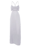 Fashion Street Solid Hollowed Out Spaghetti Strap A Line Dresses