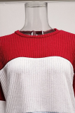 Fashion Casual Patchwork Contrast O Neck Tops