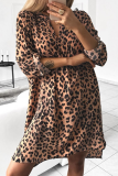 Casual Print Patchwork V Neck Straight Dresses