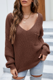 Casual Solid Patchwork Pocket V Neck Tops