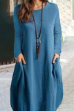 Fashion Solid Patchwork O Neck Straight Dresses