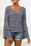 Fashion Casual Print Patchwork V Neck Tops