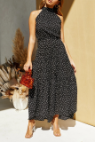 Casual Print Patchwork Halter Waist Skirt Dresses