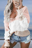Sexy Solid Patchwork V Neck Tops