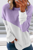 Casual Solid Patchwork O Neck Tops