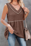 Casual Solid Patchwork V Neck Tops