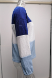 Fashion Casual Patchwork Contrast O Neck Tops