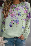 Casual Butterfly Print Basic O Neck Tops