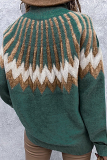 Casual Geometric Patchwork Contrast Turtleneck Tops