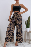 Casual Print Patchwork Boot Cut Mid Waist Wide Leg Full Print Bottoms