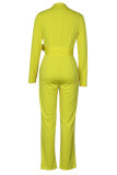 Elegant Solid Bandage Solid Color V Neck Straight Jumpsuits