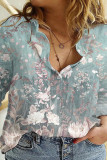 Fashion Casual Print Basic Turndown Collar Tops