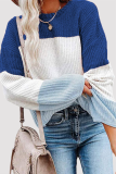 Fashion Casual Patchwork Contrast O Neck Tops