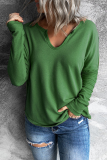 Casual Solid Patchwork V Neck Tops