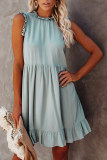 Casual Solid Flounce Half A Turtleneck Cake Skirt Dresses