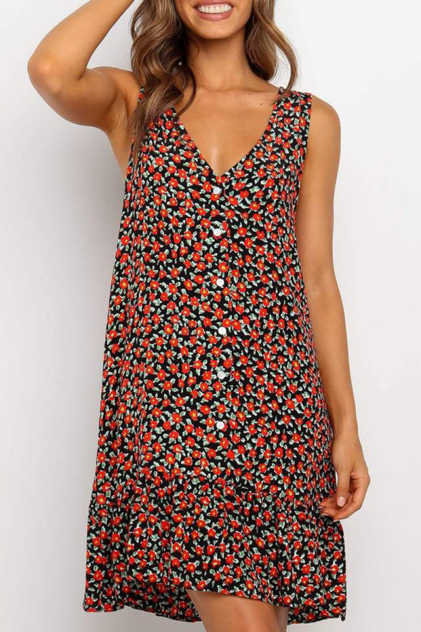 Fashion Sexy Print Patchwork V Neck Printed Dresses