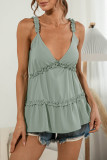 Fashion Sweet Solid Patchwork V Neck Tops