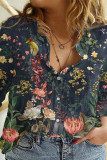 Fashion Casual Print Basic Turndown Collar Tops