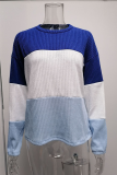 Fashion Casual Patchwork Contrast O Neck Tops