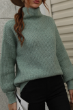 Casual Solid Patchwork Turtleneck Tops