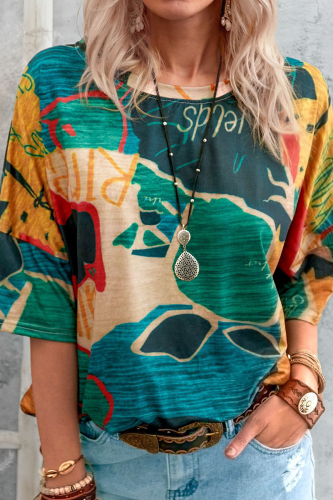 Casual Street Print Basic O Neck T-Shirts