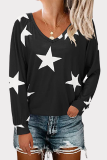 Casual The stars Patchwork V Neck Tops