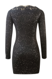 Sexy Bronzing Patchwork Off the Shoulder Pencil Skirt Dresses
