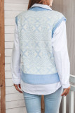 Fashion Casual Print Patchwork V Neck Tops