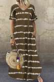 Casual Striped Patchwork V Neck Straight Dresses