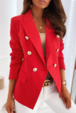 Elegant Solid Patchwork Buttons Turn-back Collar Outerwear