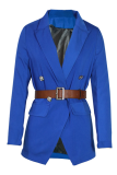 Street Solid Patchwork Turndown Collar Outerwear