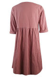 Casual Solid Patchwork V Neck Straight Dresses