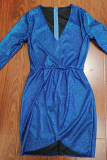 Fashion Elegant Solid Patchwork Fold V Neck Evening Dress Dresses