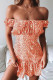 Fashion Sweet Print Patchwork Off the Shoulder A Line Dresses