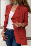Casual Solid Patchwork Pocket Turndown Collar Outerwear