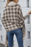 Casual Plaid Tassel Cardigan Collar Outerwear