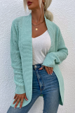 Casual Solid Patchwork Pocket V Neck Tops Sweater