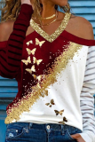 Casual Street Print Patchwork V Neck Tops