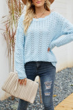Casual Solid Hollowed Out Patchwork O Neck Tops