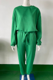 Fashion Casual Solid Patchwork Frenulum O Neck Long Sleeve Two Pieces