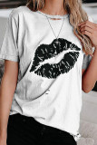 Fashion Sweet Print Patchwork O Neck T-Shirts