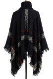 Casual Patchwork Tassel Turtleneck Tops