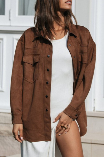 Fashion Casual Solid Patchwork Turndown Collar Outerwear