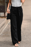 Casual Solid Patchwork Basic Loose Straight Solid Color Bottoms