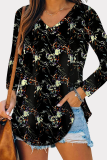 Casual Print Basic V Neck Tops