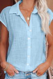 Casual Solid Patchwork Turndown Collar Tops