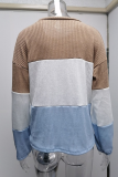 Fashion Casual Patchwork Contrast O Neck Tops