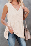 Casual Solid Patchwork V Neck Tops